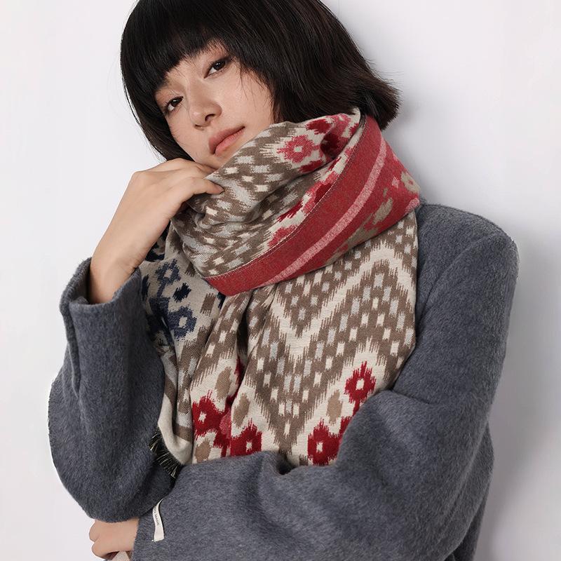 Foreign style scarf women's cashmere office air conditioner shawl with Korean version versatile scarf dual-purpose warm