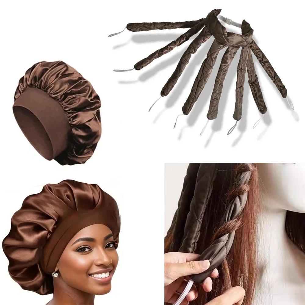 2Pcs Set Octopus Curler Headband Nightcap Suitable for Long Hair Satin Non Thermal Curling Iron Adjustable Strap Styling Tools