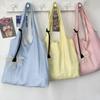 INS Solid Color Handbag Soft Casual Tote Bags Storage Pouch Shopping Bags Students