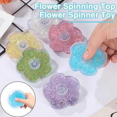 Květinová točící se káča Fidget hračka Třpytivá plněná tekutým pískem Flexibilita Úleva od stresu Trénink prstů a konečků prstů Spinner Gyro Děti