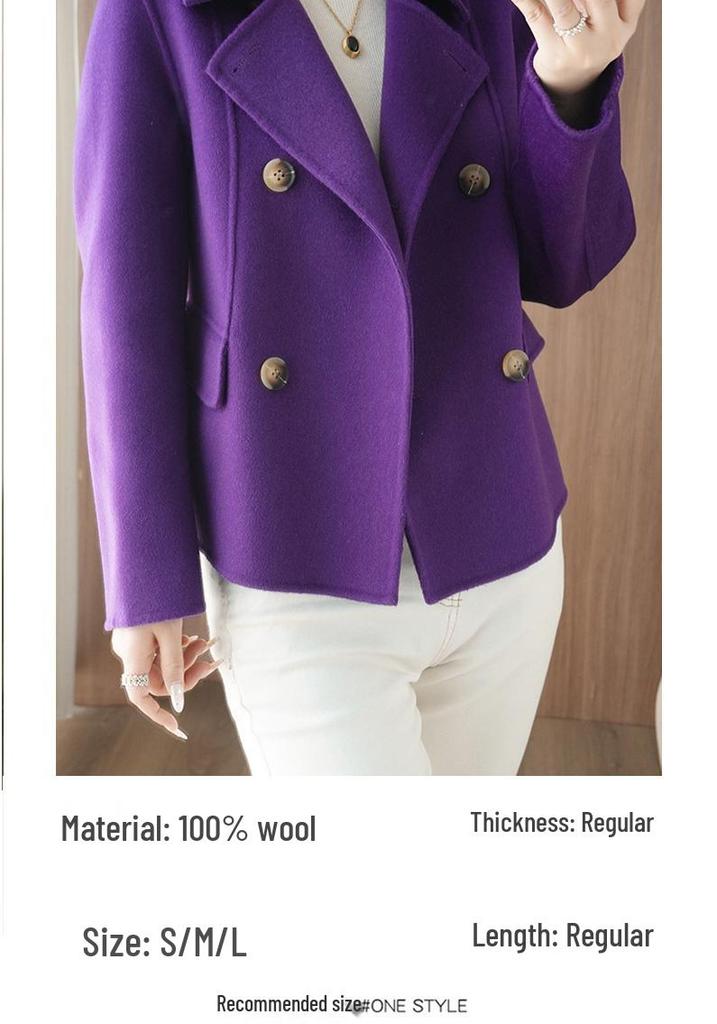 2025 Double-Sided Wool Korean Style Petite Loose Jacket for Women - Autumn/Winter Fashion