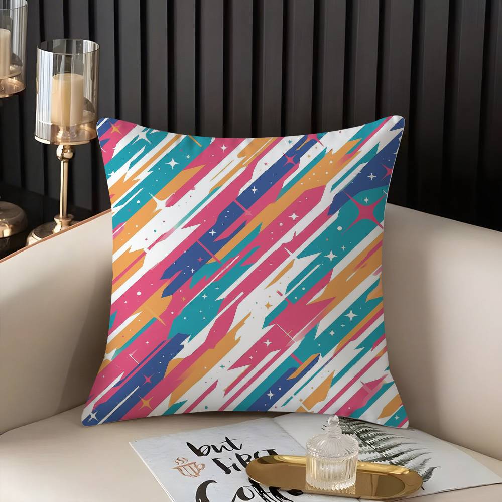 Classic Striped Pillow Case Home Dorm Chair Back Short Plush Double-sided Printing Office Nap Time Cushion Cover