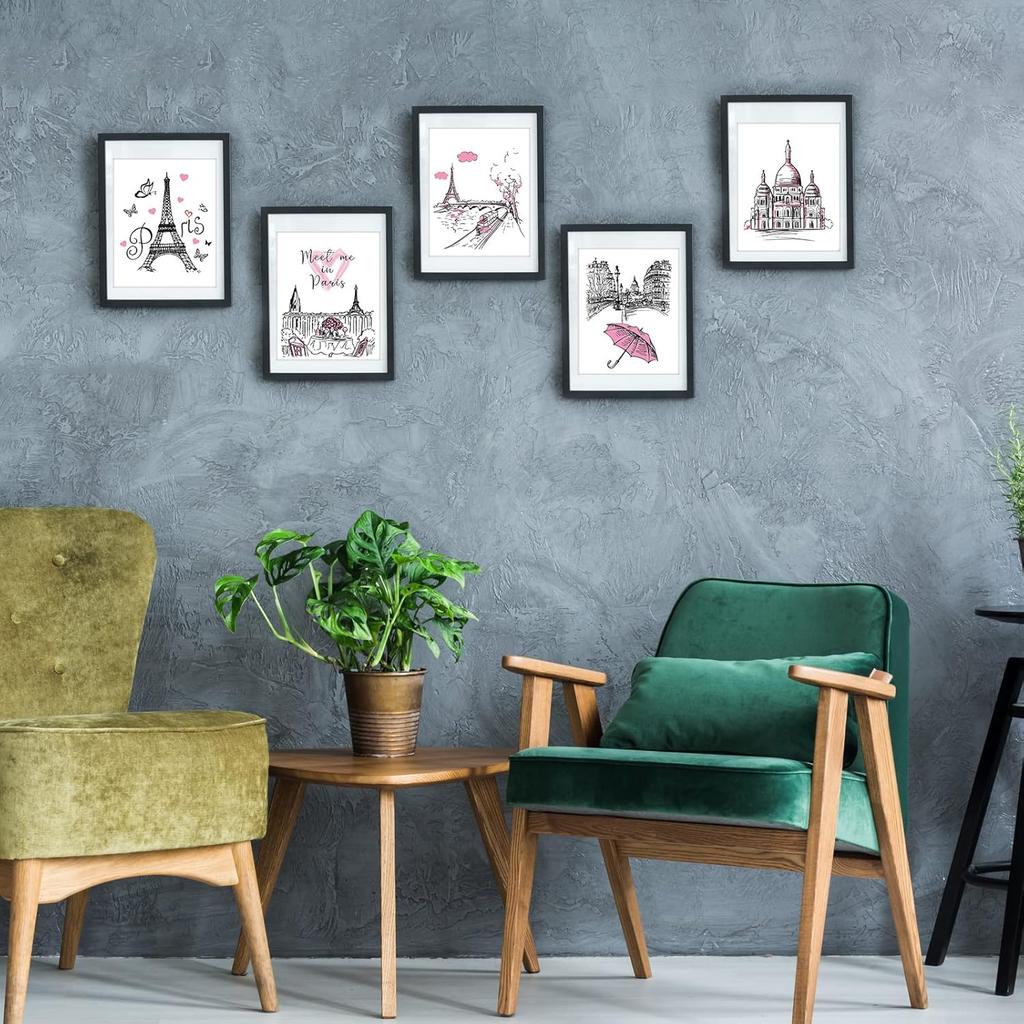 Spakon 9 Pieces Paris Bathroom Decor Paris Theme Wall Art Room Decor Romantic Pink Eiffel Tower Wall Art Bedroom Pictures