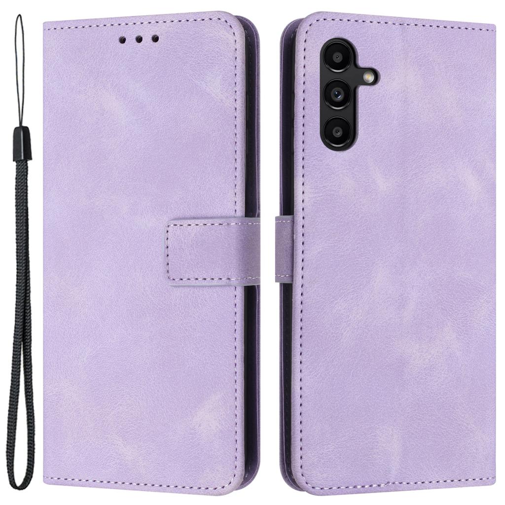For Samsung Galaxy A34 5G Leather Case Solid Color Stand Wallet Cellphone Shell