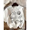 Creative Shell Conch Starfish Printed Tee European American Aesthetic Trend Style For Unisex Streetwear Summer Apparel