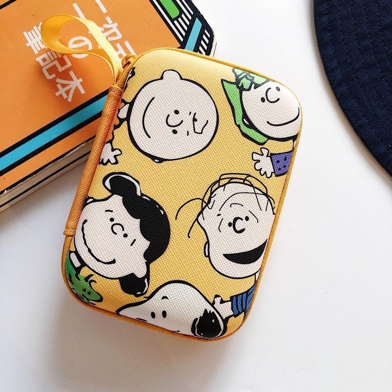 Kawaii New Snoopy Cute Headphone Storage Bag Cartoon Large Coin Wallet Charger Data Cable Storage Box With Rope Children'S Gift