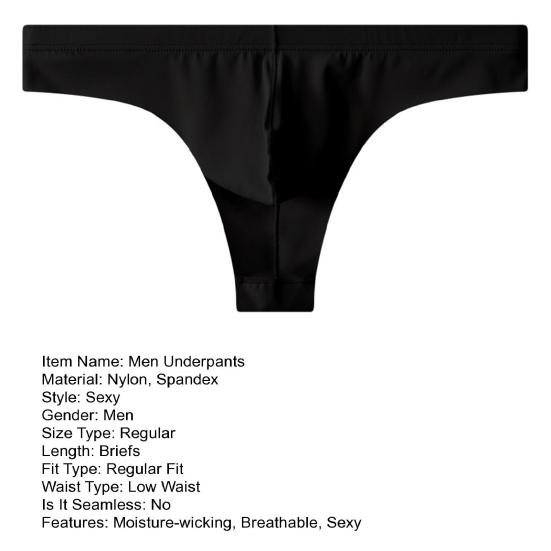 Men Sexy Thongs Ice Silk Cool Underpants Breathable Low-Waist Thong Briefs Quick-Dry Moisture-Wicking Underwear for Summer Daily Wear