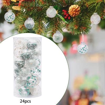 24 Pieces Christmas Balls Decorations Crafts 4 Designs Baubles Tree Hanging