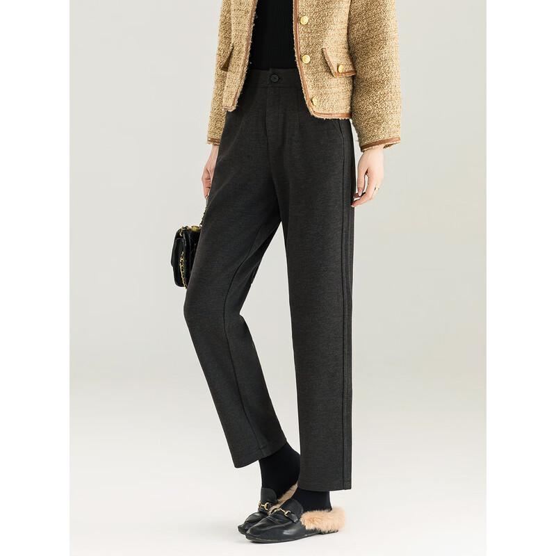 MengShuYa Women's Petite High-Waist Faux Wool Tapered Ankle Pants