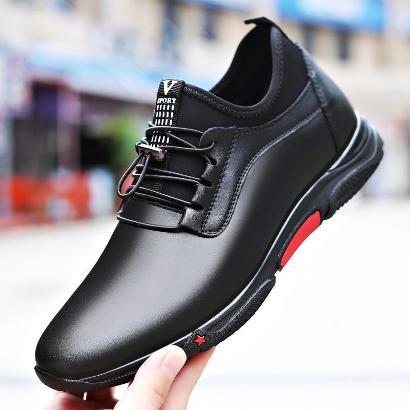 Fashion Men's Casual Shoes Leather PU Black Spring Male Footwear Loafers Soft Bottom Lace Up Outdoor Business Sneakers Shoes For Men