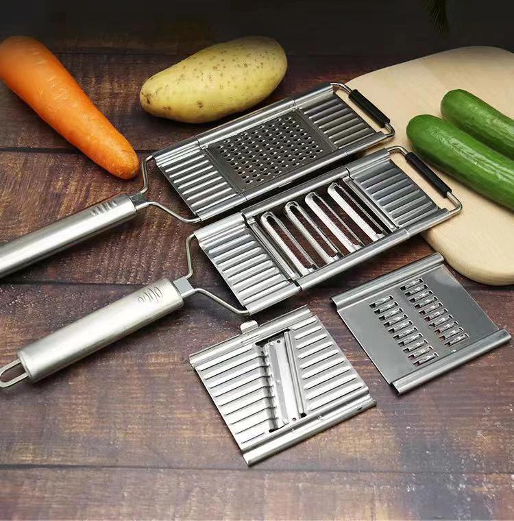 Multi-Purpose 4 in 1 Vegetable Slicer Chopper Stainless Steel Cheese Grater 4 Adjustable Blades Hand-held Shredder Cutter