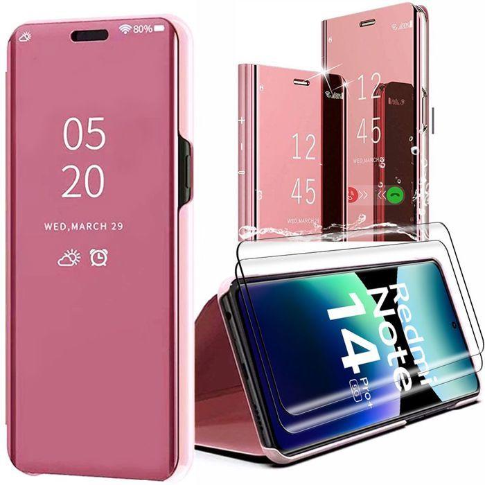 Custodia protettiva - Xiaomi - Redmi Note 14 Pro Plus 5G - Clear View Rosa - 2 Vetri Temperati - Antiurto