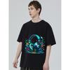 Black T Shirt with Colorful Headphones Splash Design for Music Lovers and Casual Wear