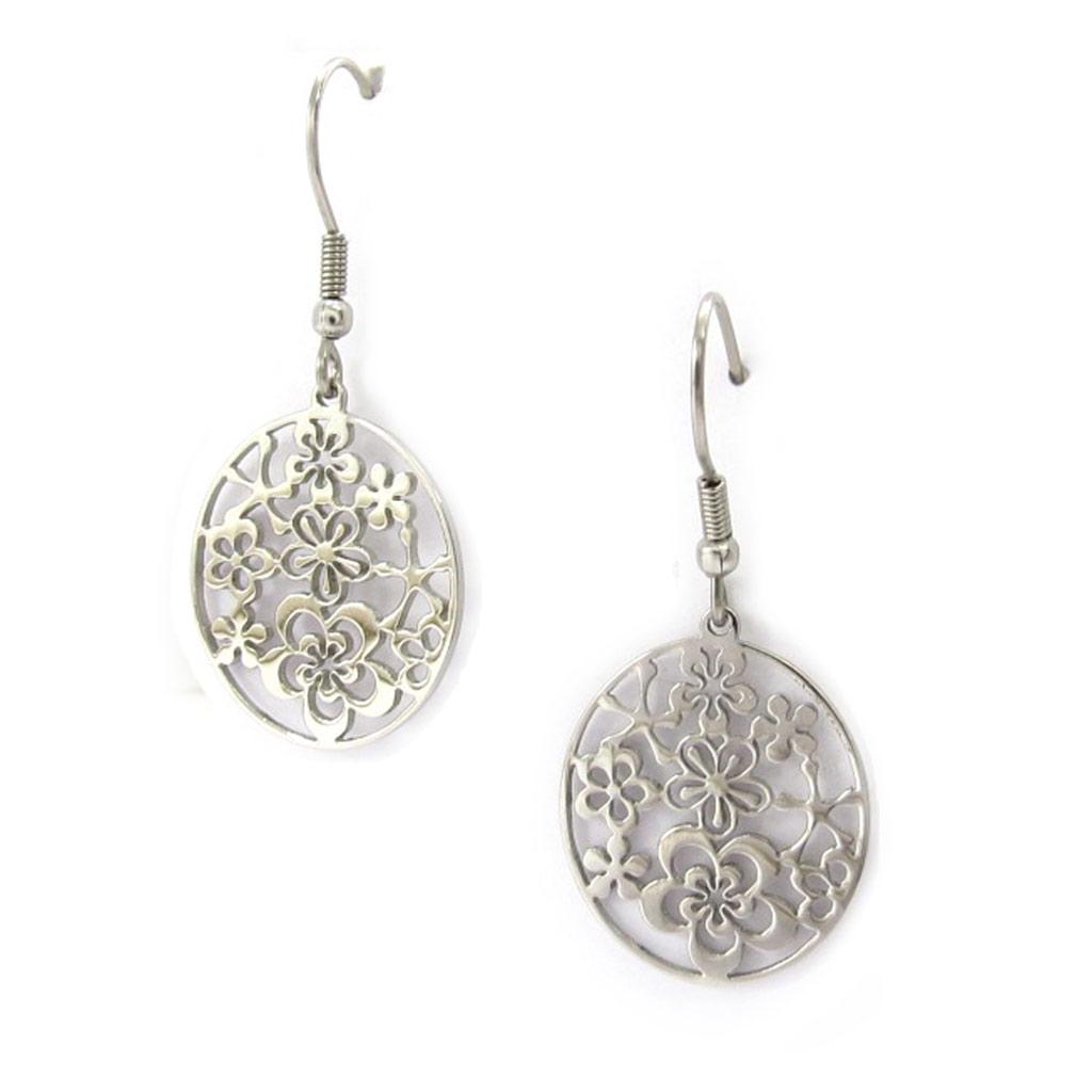 Altesse [K6025] - Boucles acier 'Flora' argenté
