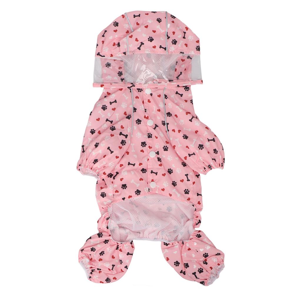 Reflective Puppy Raincoat Jacket Waterproof Breathable Cute Pattern Pet Dog Hooded Rain Coat with D Ring XL