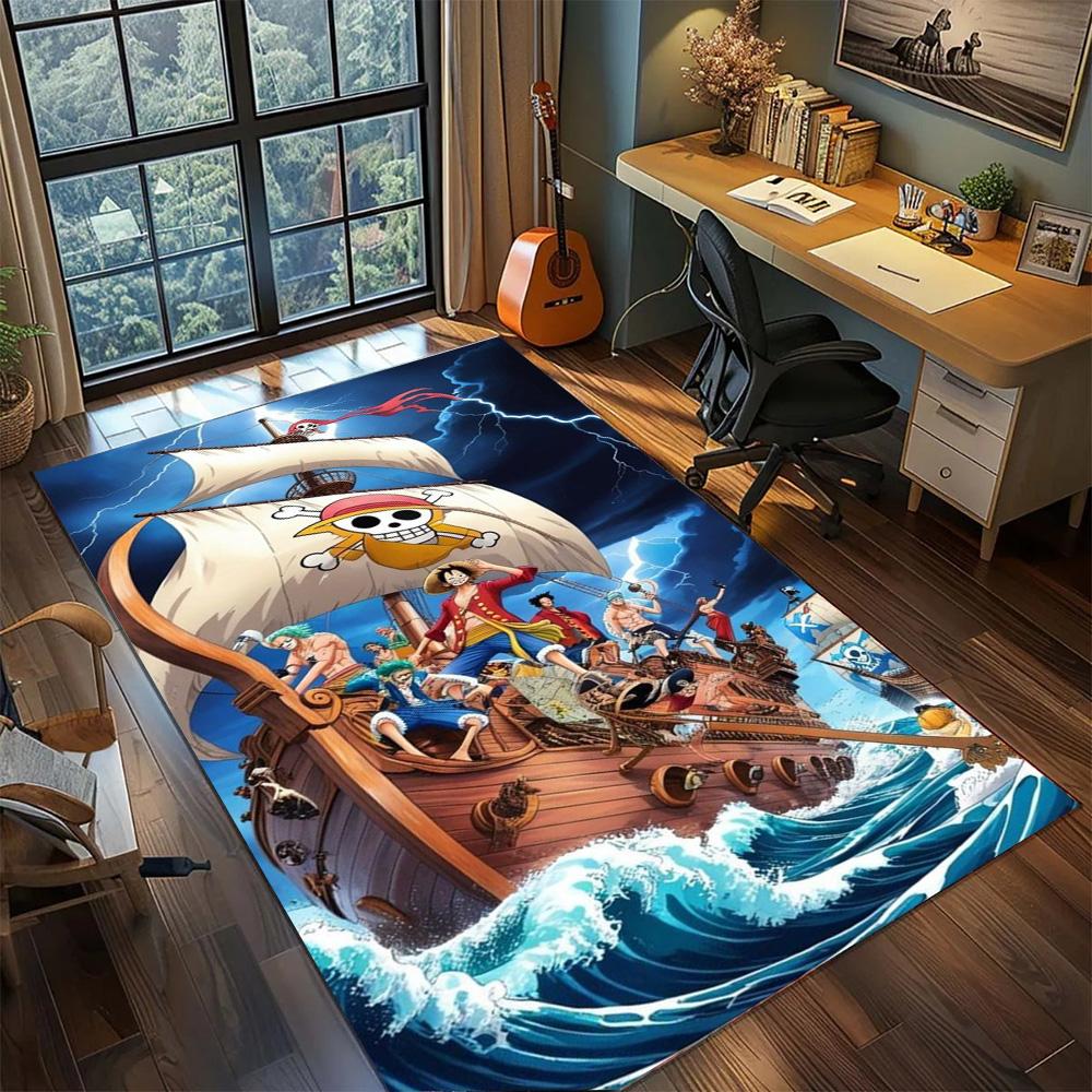 One Piece Wanted Poster Rug Carpet Large Area Rugs Non Slip Washable Floor Mat for Gamer Room