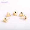 Trendy Brass Metal Love Stud Earring 14K Gold Plated Smooth Heart Post Earring With 2.5mm Open Jump Ring,Components Wholesale
