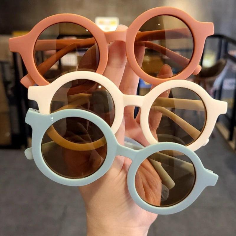 New Fashion Cute Children's Sunglasses Parent Child Frosted Sun Glasses Solid Color Round Glasses