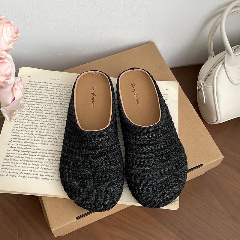

Літні жіночі мюлі-шльопанці з закритим носком, дихаючі, модні, неглибокі, сліпони, лаконічне пляжне взуття для сукні 35 чорний