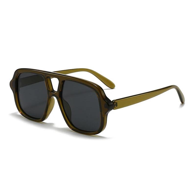  New Ins Popular Fashion Double Bridges Square Men Sunglasses Vintage Punk Yellow Shades UV400 Men Trending Sun Glasses