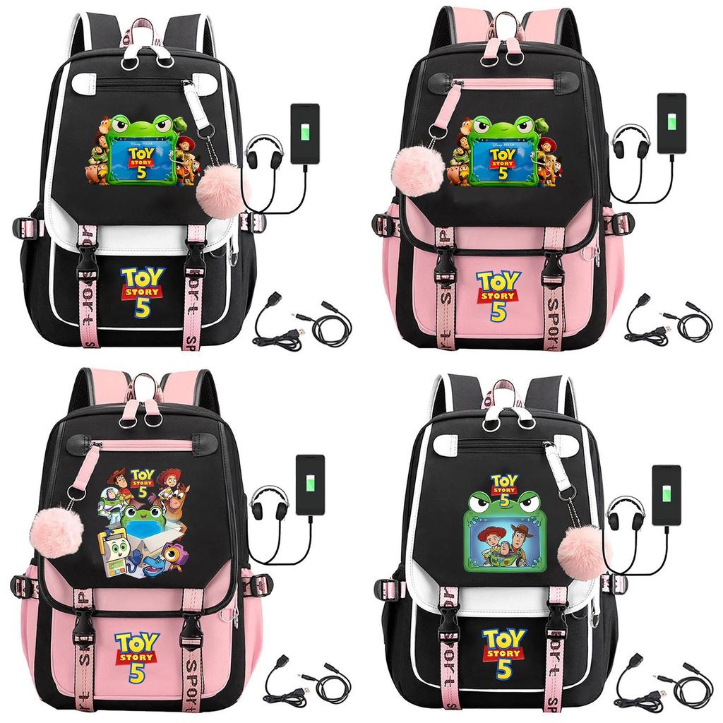 Toy Story 5 Printed Canvas Backpack With Breathable Design For Middle School Students And Travel