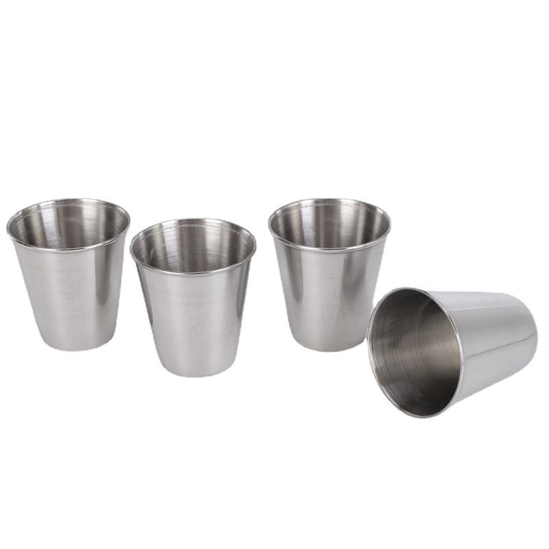 1Set/4pcs 70ml Baijiu Metal Cup, Stainless Steel Small Wine Glass 4 Cups Plus Cup Set, Camping Spirit Cup Set