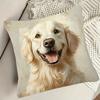 1Pc Vintage Oil Painting Golden Retriever Throw Pillow Cover,Suitable For Sofa,Bedroom,Living Room,A Warm Gift For Dog Lovers