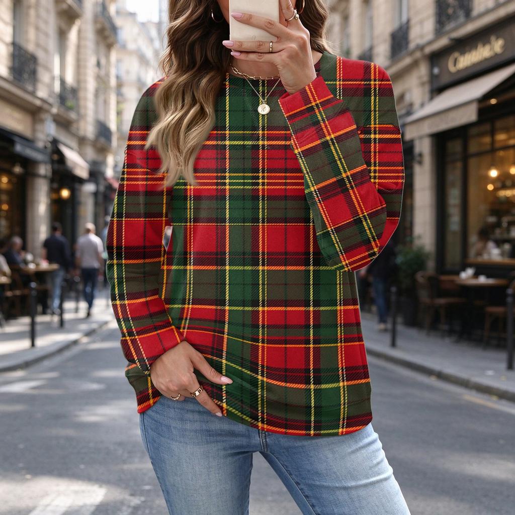 Women's Christmas Print Neck Top Casual Versatile Holiday Shirt for Everyday Wear