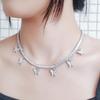 CMM European Wild Choker Fashion Simple Butterfly Shaped Pendant Tassel Necklace Street Hip-Hop Cool Short Inlaid Zircon