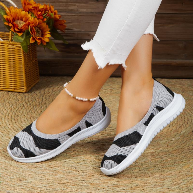 Female Shoes on Sale 2024 Slip-on Women's Vulcanize Shoes  Color Matching Ladies Casual Shoes Light Round Toe Mesh Sneakers