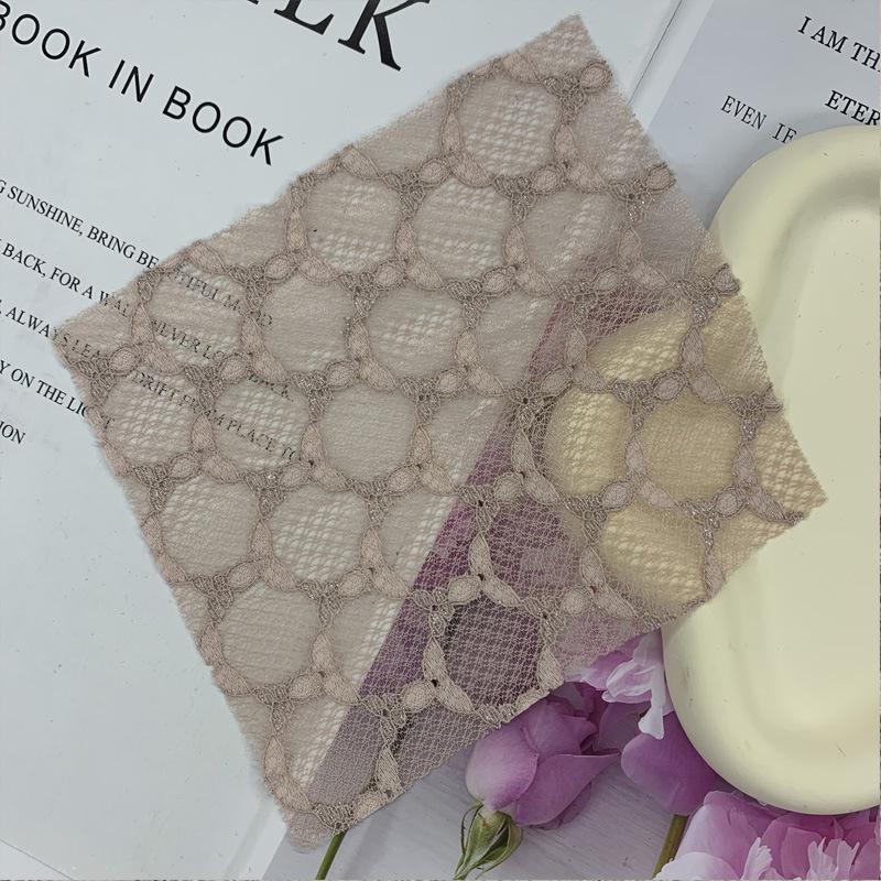 Hollow Silver Thread Three-Leaf Flower Polyester Lace Fabric for Women’s Dress, Wedding Dress, Cheongsam, and Formal Wear