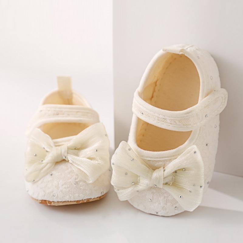 New Summer Baby Lace Bow Shoes Infant Girls Anti Slip Soft Sole Walking Shoes For Indoor Use Toddler First Walkers