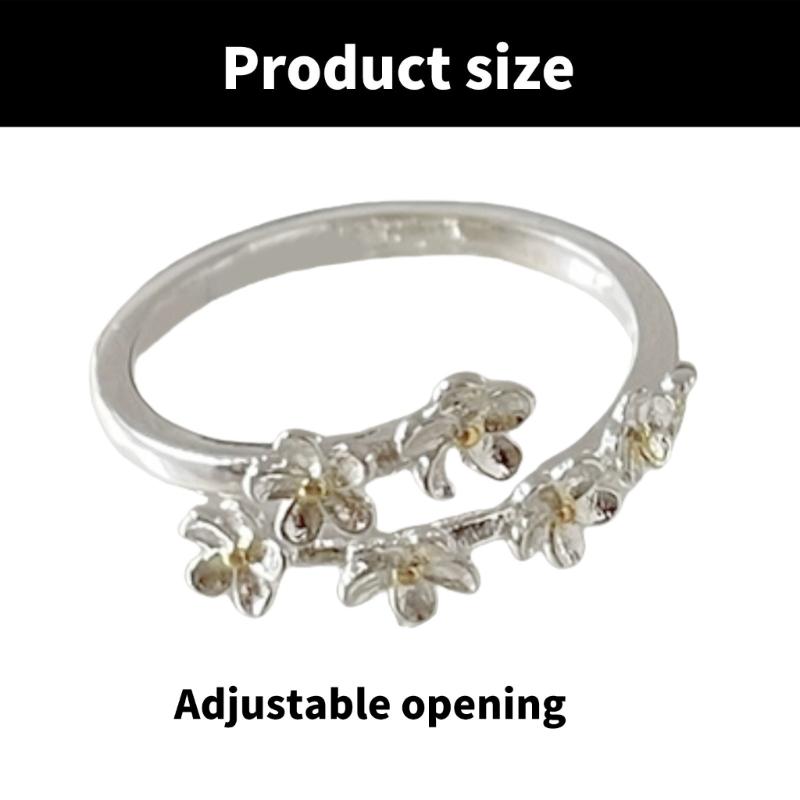 Elegant Irises Flower Adjustable Rings Silver Color Adjustable Rings Highlighting Elegant And Stylish Floral Designs