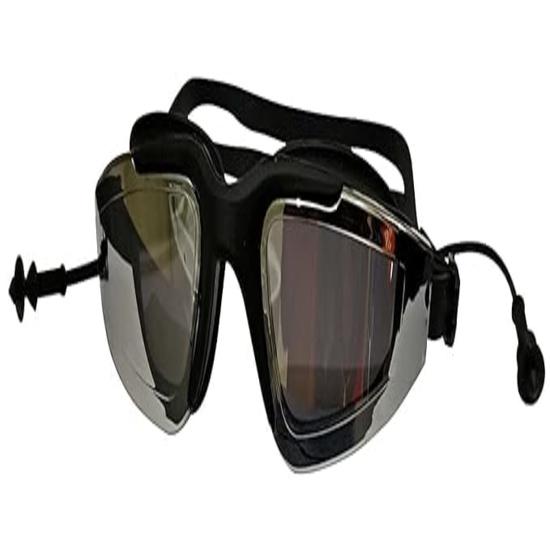 

KNK Anti-Fog Swimming Goggles with UV Protection for Men & Women Wide Angle 3D Design Built-in Ear Plugs Kids & Adults Eco-Friendly Material (Black)