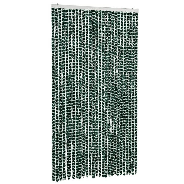 VidaXL Rideau anti-mouches vert et blanc 118x220 cm chenille, rideau anti-mouche de porte, rideau d’insectes de porte, store 4004887