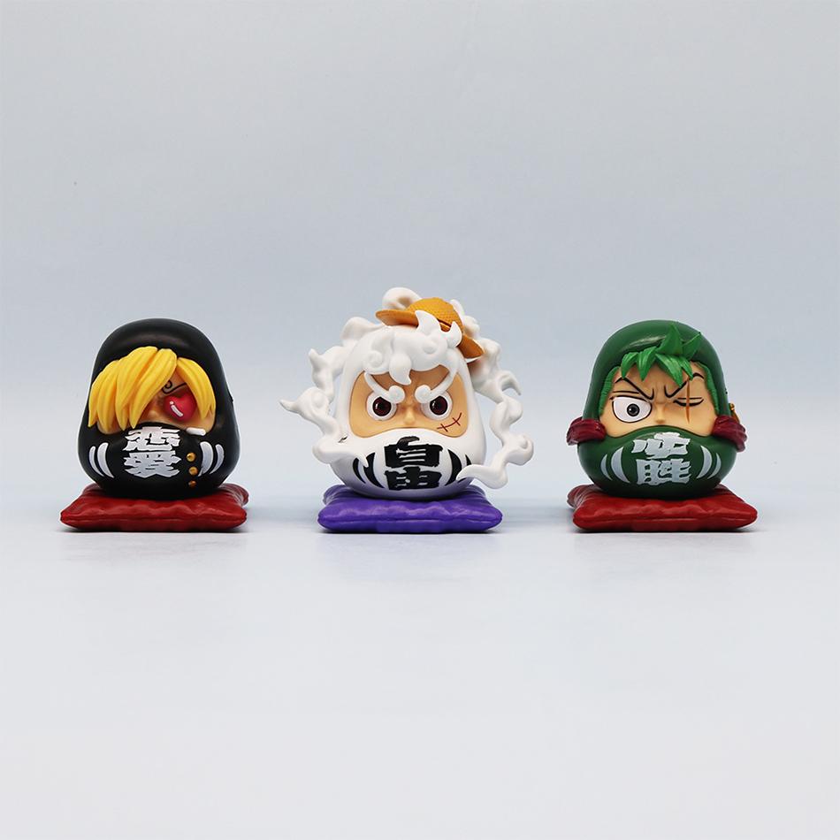 8cm One Piece Luffy Figuren Zoro Figur Sanji Modell PVC Q Version GK Statue Sammlung Schreibtischornament Spielzeug Geburtstag GK Geschenk