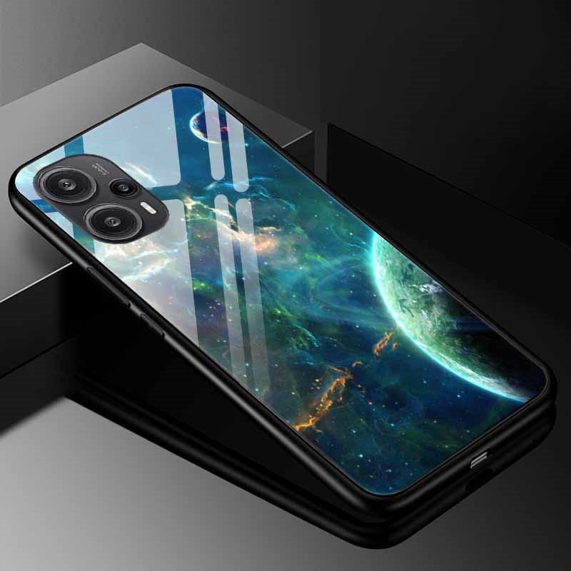 Tempered Glass Phone Case For Xiaomi Poco F5 5G F5Pro Cover Poco F5 Pro Redmi Note 12S 12C 12 4G Luxury Hard Back Bumper PocoF5