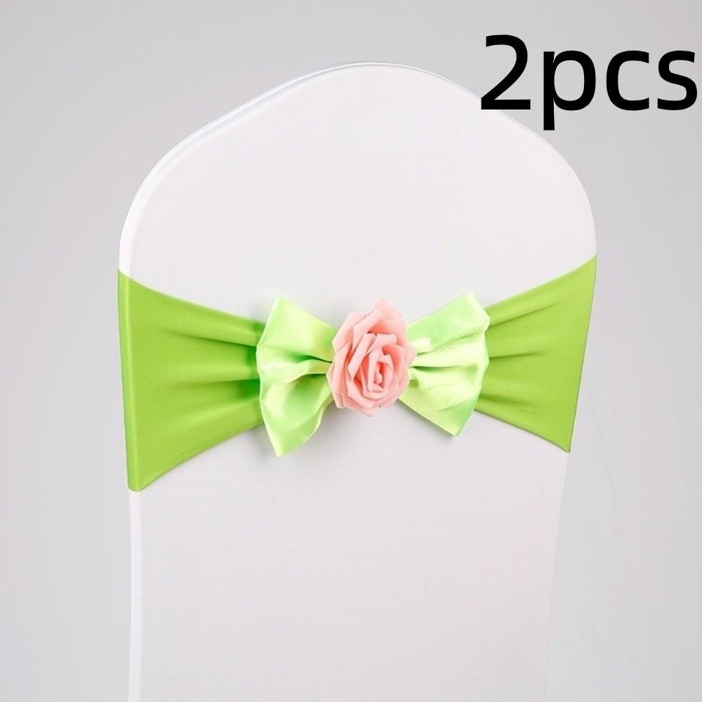 2pcs Vintage Satin Chair Sashes Band Multicolor Chair Back Flower Durable Chair Bow Tie Birthday