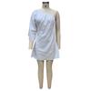 Summer Women's Dress Fashion Loose Thin Slant Shoulder Cotton Linen Dresses