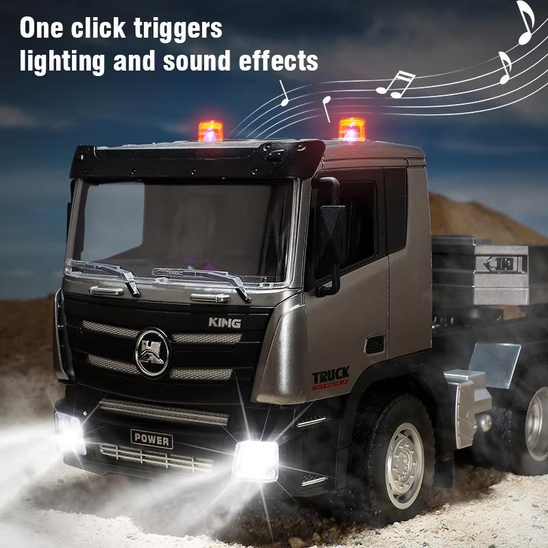 New 1:24 RC Flatbed Truck Model 9 Channel Alloy Engineering Vehicle 2.4G Remote Control Car Radio Control Trailer Christmas Gift Boy Toy