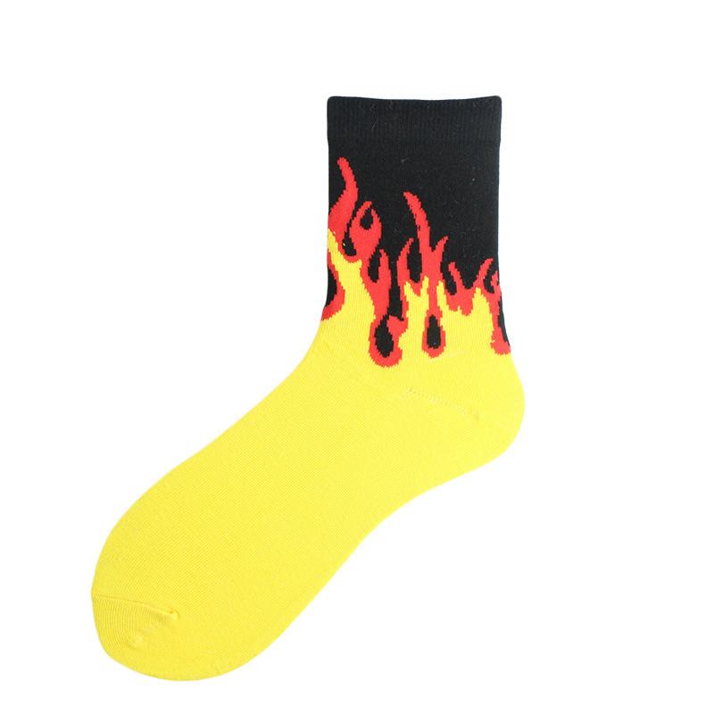 

1 пара женских модных хип-хоп носков Color On Fire Crew Socks Red Flame Blaze Power Torch Hot Warmth Street Skateboard Socks