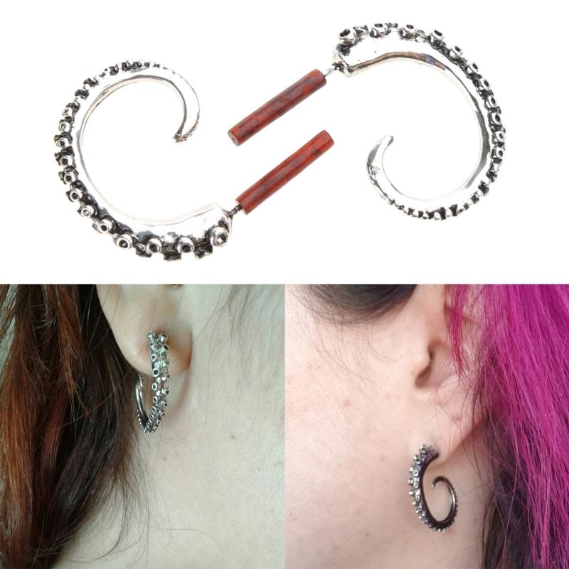 Creative Squid Tail Stud Earrings Exquisite Retro Silver Plated Octopus Tentacles Earrings All-match for Street Shoo