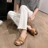 2025 New Summer Fashion Women's Slippers  Square Toe Women's Flats Flip-flops Sliding Sandals Women's Luxury Sandals