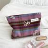 Embroidered Bow Pattern Checked New Year Valentine's Day Gift New Style Makeup Bag Toiletry Bag Inner Bag Storage Bag