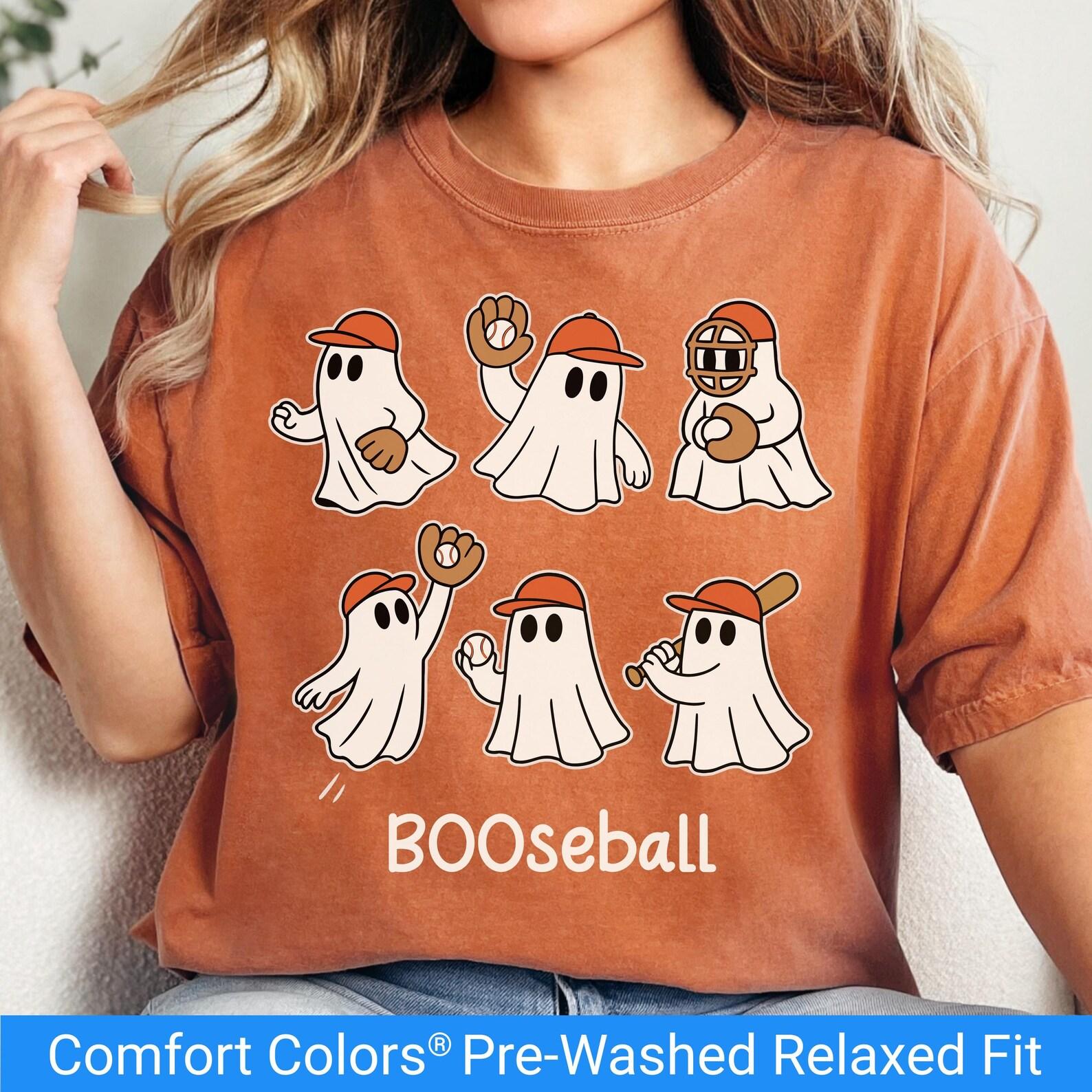 Funny Halloween Baseball Ghost Shirt, Comfort Colors Booseball T Shirt, Funny Baseball Tee, Ghost Halloween Shirt, Cute Spooky Season Gift XL
