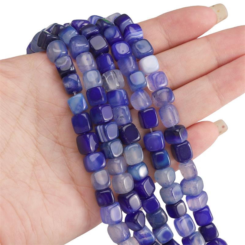 

1 полоска / мешок Цветные натуральные квадратные бусины из агата DIY браслет ожерелье серьги ювелирные аксессуары 8mm 1str/bag