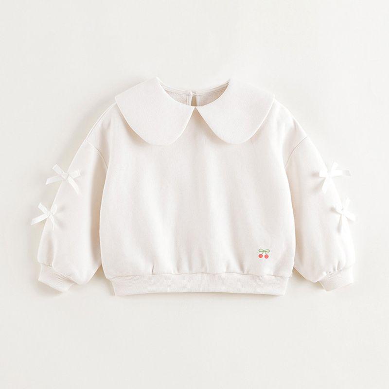 Mark Jenny Girls  Sweet Bow Doll Collar Sweatshirt Baby Top 2026 Spring New Product 250212 Beige 90