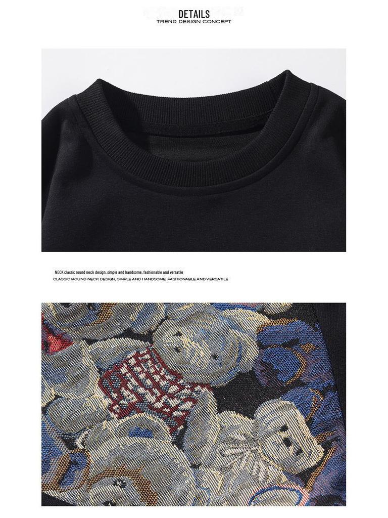 2023 Autumn Hong Kong Style White Cotton Sweatshirt, Large Size (320g), M-5X