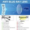 Readers Men Blue Light Blocking Reading Glasses Metal Frame Spring Hinge Presbyopia +0.50-3.5 Diopter Magnifier Lens Eyewear