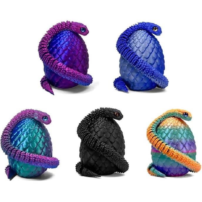 5PCS 3D Printed Snake Eggs with 11.8 Inch Snake Inside, Home Office Decor Executive Desk Toys for Autism/ADHD, Perfect for Easter Gifts, Collectibles